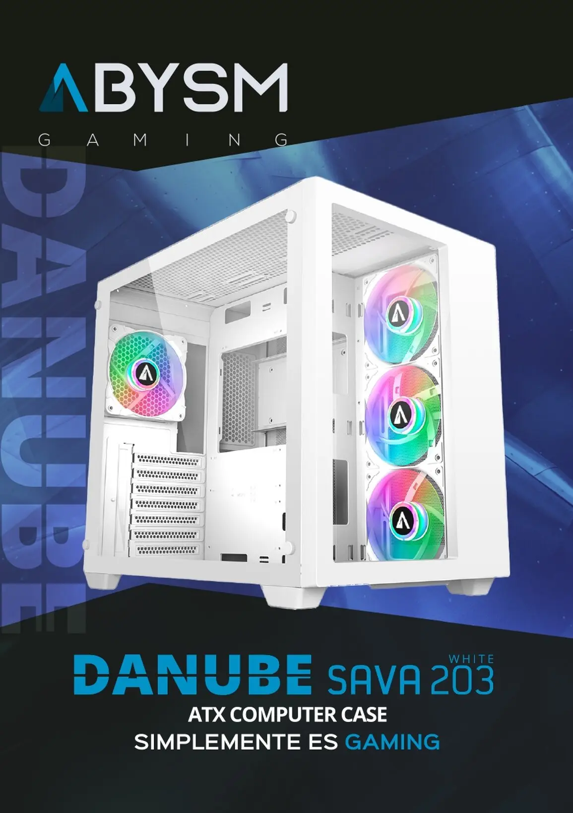 Abysm Danube SAVA 285 BX203 ARGB Cristal Templado USB 3.0 Blanca VENTAREPARACIONPC